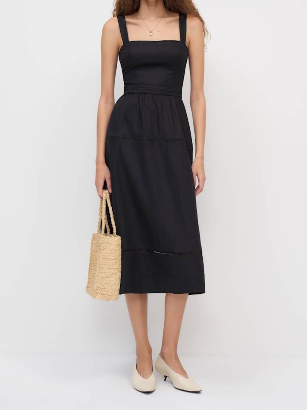 Reformation Everett Linen Dress NWOT Black